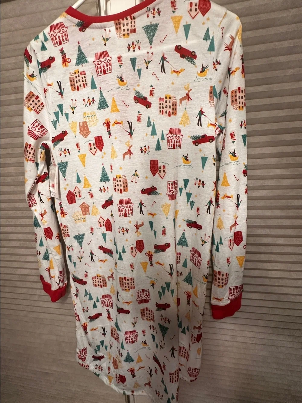 Kids Holiday Village Long Sleeve Pajama Sleepsuit - Red Trim
